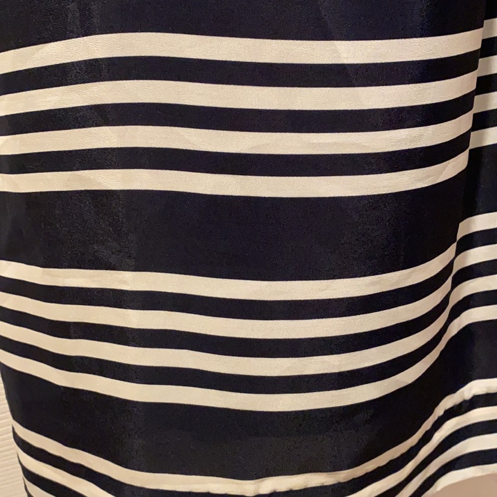 J. Crew Blouson Mini Dress in navy blue and white stripes straps 8 - Picture 6 of 16